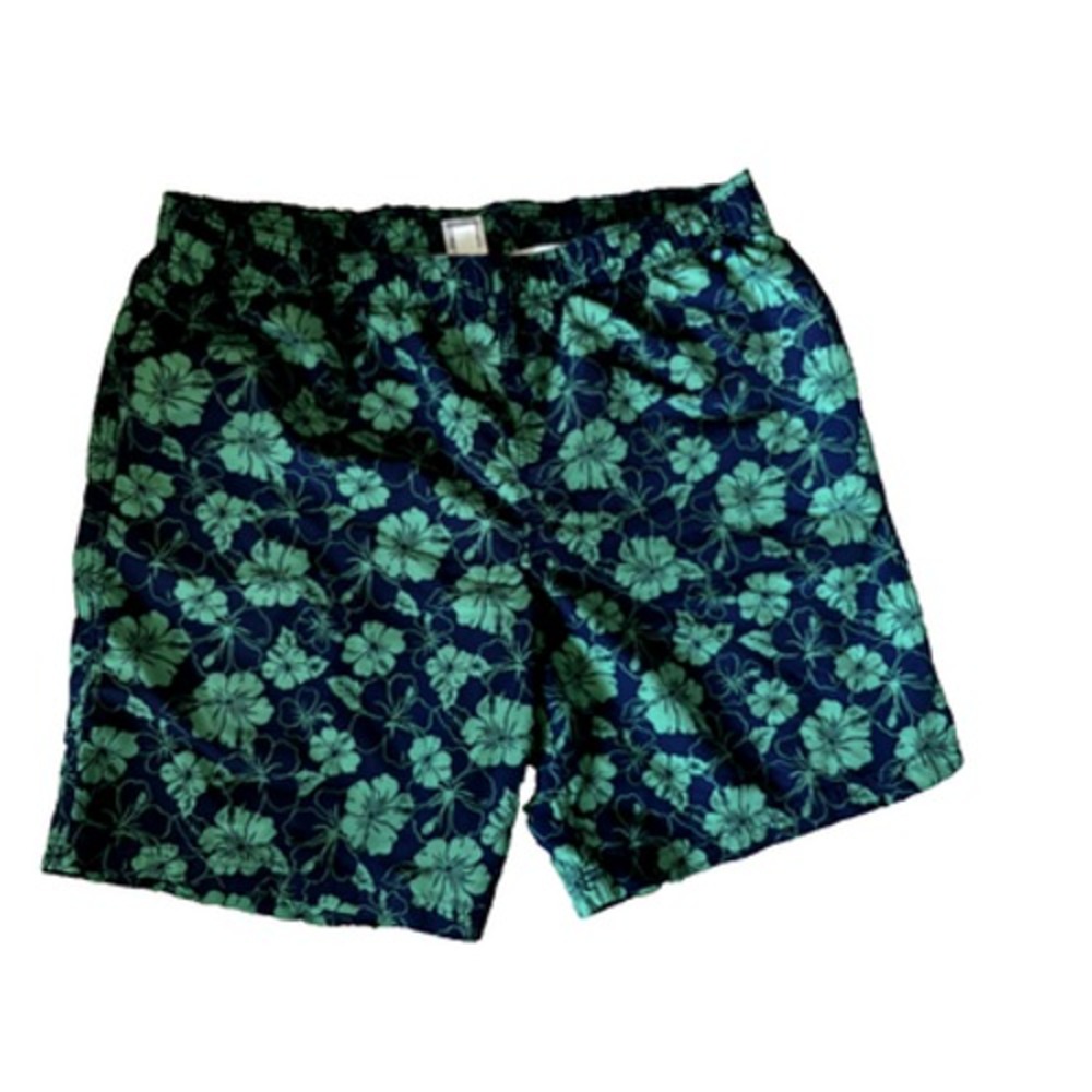 Lands End Swim Shorts Men XL W40-42 Drawstring‎ elastic Pockets beach tropical